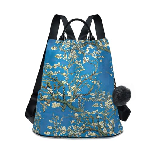 Sac à dos bleu vif fleuri et son pompon poétique pour exprimer votre créativité