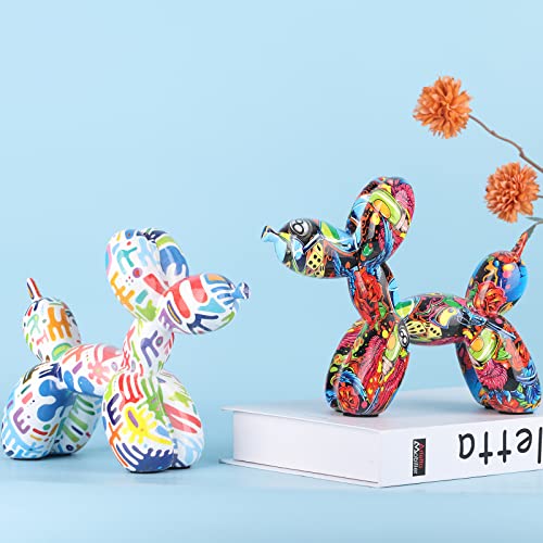 Creative Graffiti Balloon Dog Sculpture, Modern Color Art Balloon Dog Statue, Modern Abstract Balloon Dog Figurines, Resin Balloon Dog Animal Decor, Suitable For Home Desktop Office Study Shelf Decor #TOP5