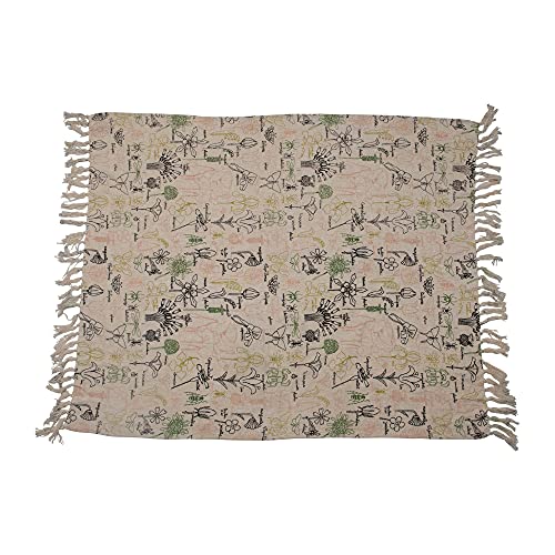 Creative Co-Op Abstract Garden Print Fringe Throw #TOP30