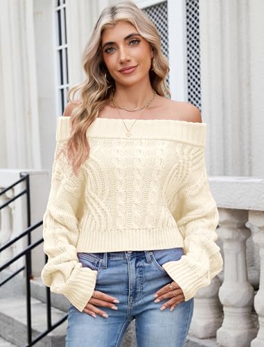 Image of ZAFUL Women V Neck Button Knit Crop Sweaters Batwing Sleeve V Back Ribbed Hem Pullover Sweater