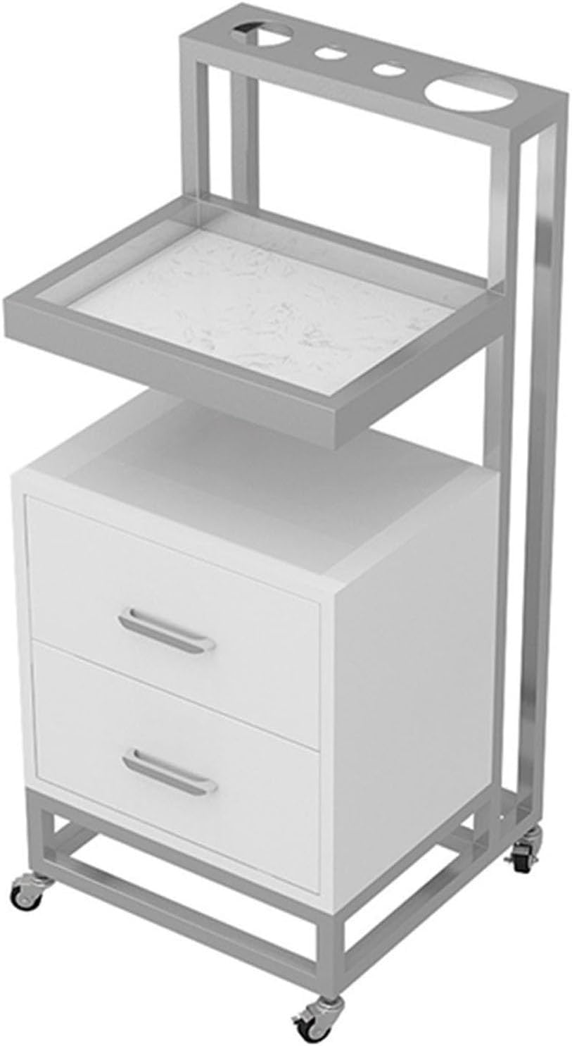 Multi-level Storage Rolling Carts Layered Storage Hairdressing Trolleys Esthetician Salon/hair Salon Tool Cart Hair Dryer Storage Rack with 2 Drawers and Raised Guard Rails Non-slip Silent Universal W