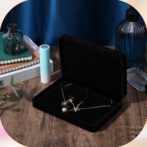 6 Pcs Velvet Jewelry Set Box Jewelry Display Case Earring Ring Bracelet Necklace Gift Box Pearl Necklace Storage Case for Mother's Day Wedding Travel Anniversary (Black)3