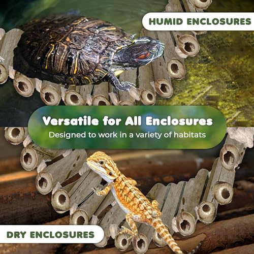 SunGrow Ponte de escalada e lagartixa de bambu carbonizado, ponte de 45,72 cm, ajuda lagartixas leop