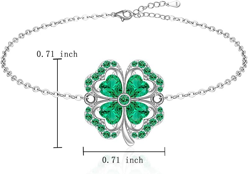 Shamrock Bracelet for Women Sterling Silver celtic St Patricks Day Bracelet Four Leaf Clover Green Luck Gifts Irish Jewelry - Image 7