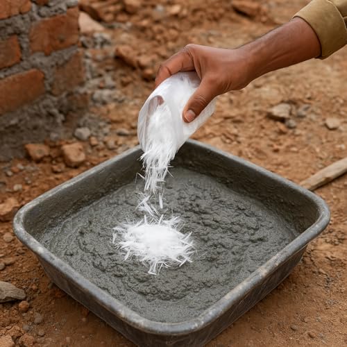 Image of 6MM X 10 Kg Bag Polypropylene Glass Fibers for Plastering, Concrete & Waterproofing | Crack Control, 3D Reinforcement & Durability
