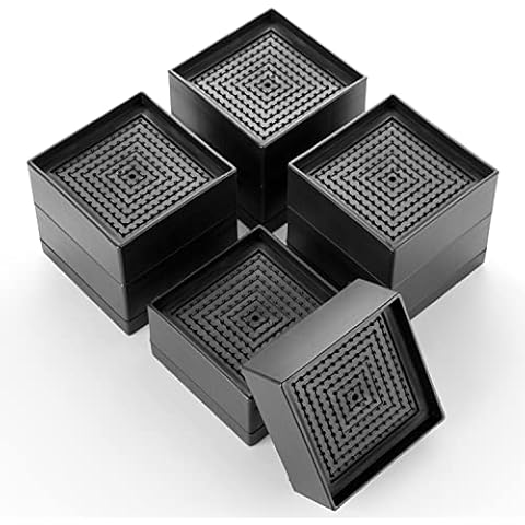 INOVASHON Bed Furniture Risers Heavy Duty, Adjustable Bed Risers 3 Inch, Square Furniture Risers, Bed Lifts Risers for Sofa Table, Couch Chair Supports Up to 1,300 lbs(4 Pack, Black) Cover
