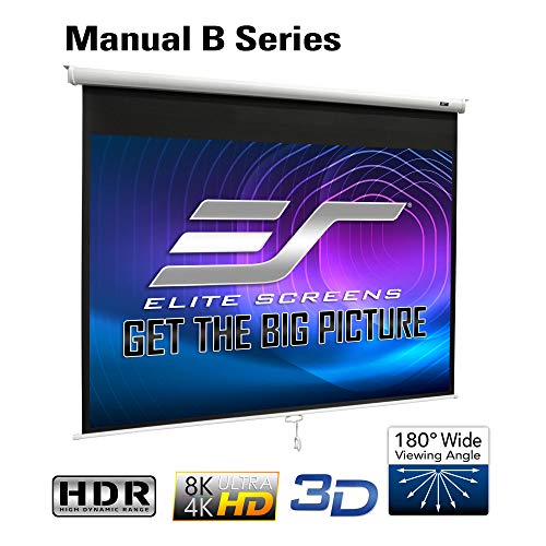 Elite Screens Manual B Series, 100-inch Diagonal 4:3, Pull Down Projection Manual Projector