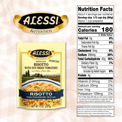 Alessi Autentico, Premium Seasoned Risotto, Italian Arborio Rice, Easy To Prepare, 8Oz (Sun Dried Tomato, Pack Of 6) #TOP1