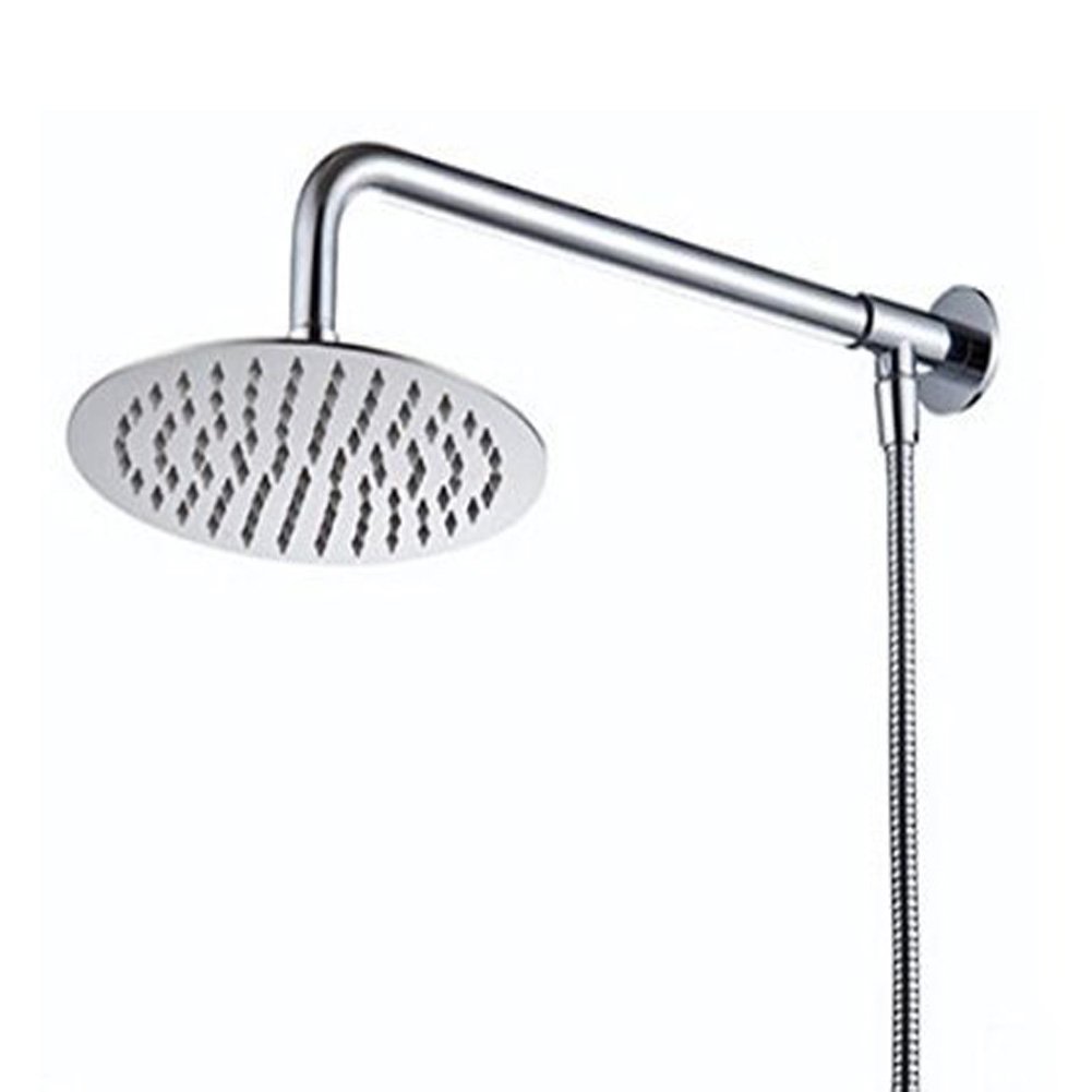 Hiendure Sliver Hiendure®Wall Mount 8 Inch Rainfall Round Shower Head With Shower Arm Shower Hose Stainless Steel Chrome Finished