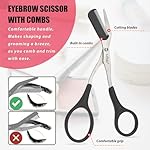 Eyebrow Trimmer Kit, 7 in 1 Eyebrow Scissors, Tweezer, Razor, Gromming Scissors Brush for Women Men, Gifts for Stocking Stuffers - Black - Image 3