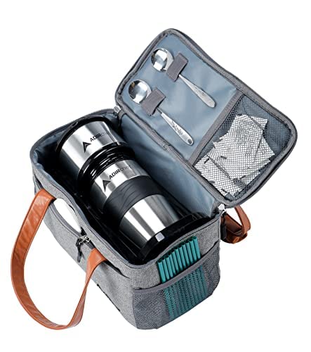 Adir Mini Single Serve Travel Coffee Maker Pouch Organizer, Portable For Travel, Camping, Office Lunch Bag For Grab & Go Daily Use (Grey & Brown) #TOP10