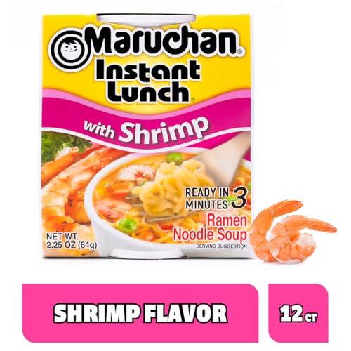 Maruchan Instant Lunch Ramen Noodles, Shrimp Flavor – Japanese-Style Instant Noodle Soup, Easy Meal Ready in 3 Minutes – 2.25 Oz. (12 Pack)