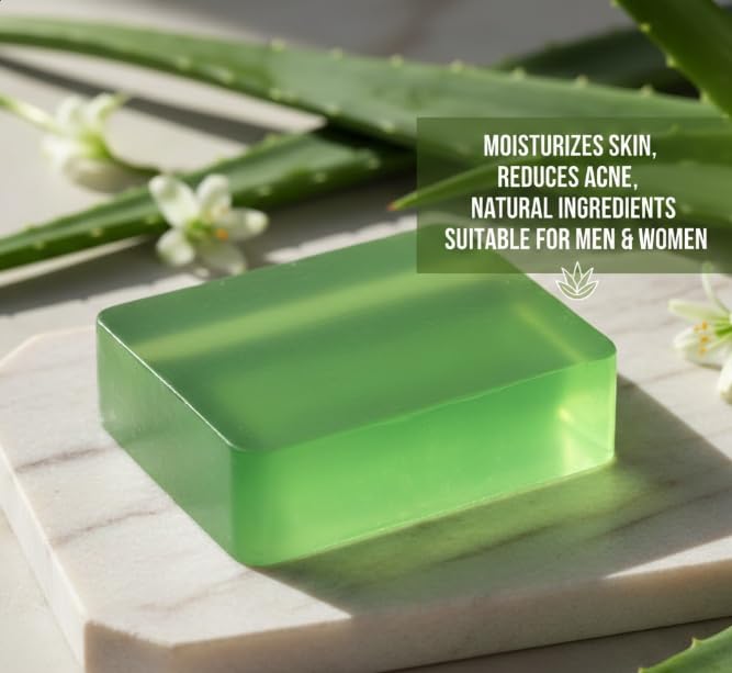 Aloe Vera Soap Base 1 Kg, SLS and Paraben Free, Gentle Formula for Smooth Clear and Healthy Looking Skin, Transparent Green Base for DIY Soap Making 2