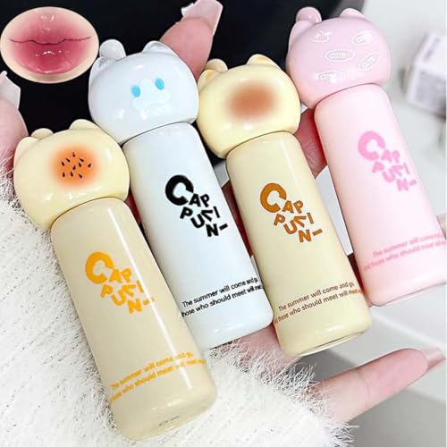 4-Teiliges Feuchtigkeitsspendendes Lipgloss-Set,Feuchtigkeitsspendender Lippenfleck Aufpolsternder Wasserglänzender Lipgloss,Dauerhafter Wasserfester Saftiger Lippenstift