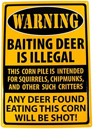 Baiting Deer Warning Funny Embossed Metal Hunting Sign Garage Bar Wall Decor image 3