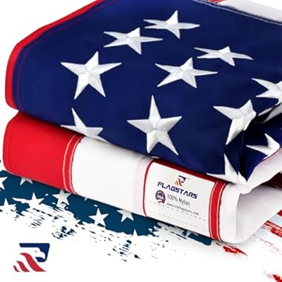 Sturdy American Flag 3x5 Ft Outdoor Heavy Duty,100% Made in USA American Flags ,Non Fading American Flags for Outside 3x5,Embroidered American Flag,3 by 5 America Flags Best High Wind all Weather US Flag,Indestructible America Flag Sewn Stripes and Embroi