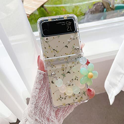 Bracelet coque fleurie Samsung Z Flip 4 antichoc et transparente