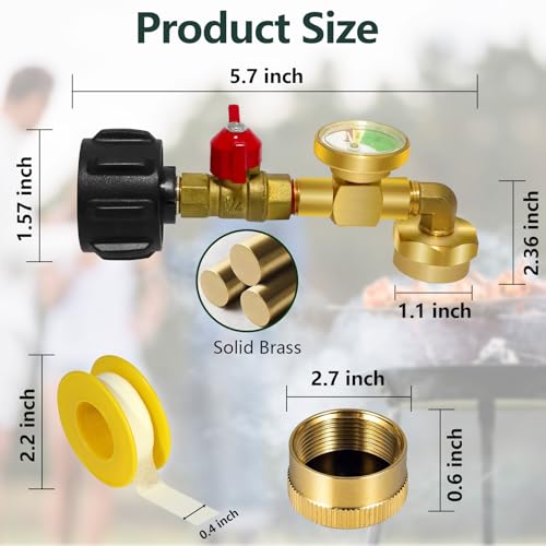 Adaptateur recharge propane coudé avec valve manomètre intégrée - 4