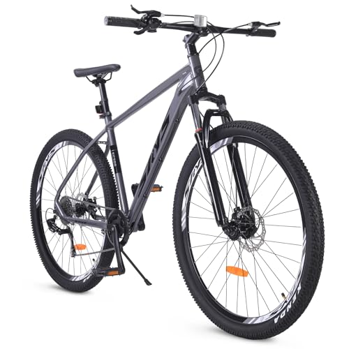 UOKAA 29 Inch Mountain Bike for Adults - 19 inch Aluminium Frame, 2.1 Inch Tires, 9-Speed, Advanced Suspension Fork, Ergonomic Seat, Disc Brakes