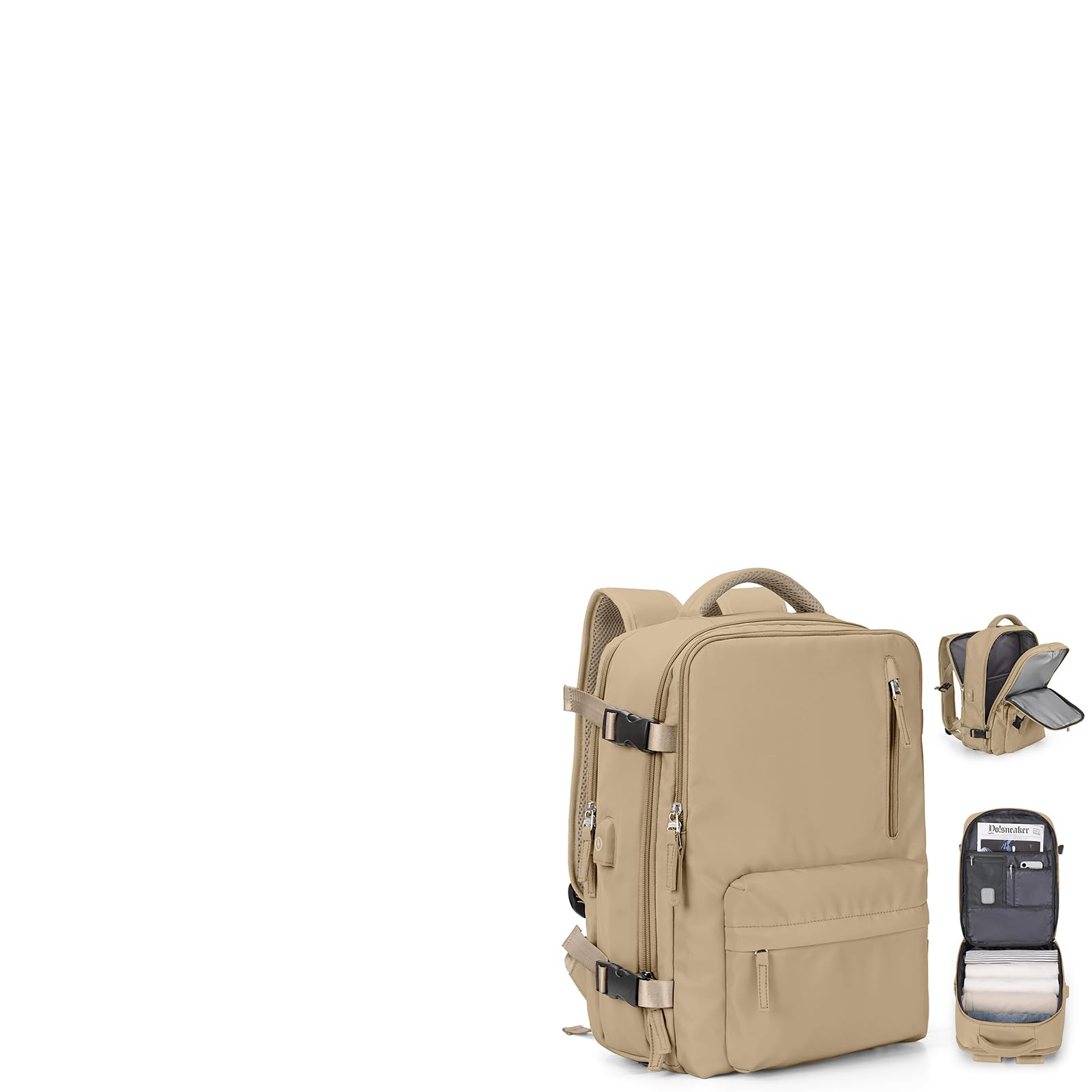 Zaino da Viaggio per Easyjet 45x36x20 Bagaglio a Mano Zaino Borse da Cabina per Ryanair Il Sedile Zaino Aereo Bagaglio a Mano Donna Borsa Cabina Viaggio Zaino Travel Viaggio Casual Daypack,A18 Cachi