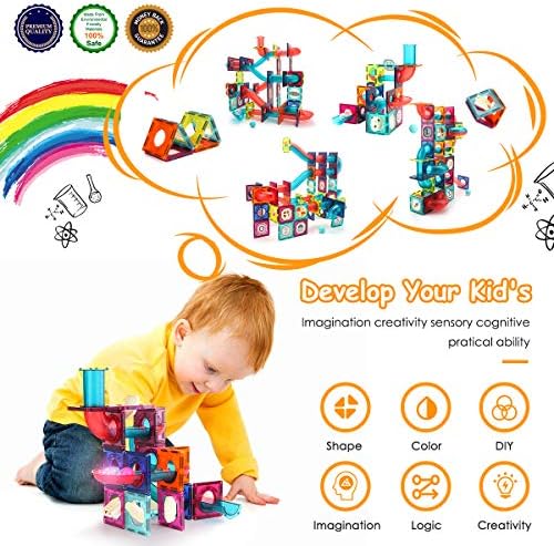 VATOS Magnetic Building Blocks for Kids X-Large 125PCS, STEM Educational Magnet Construction Toys Game for Boys and Girls, Magnetic Pipeline Building Tiles Creative Gift for Toddlers age 3 4 5 6 7 8