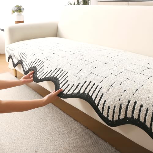 Image of HOKIPO Supple Soft Wavy Sofa Cover Mat Lounge Chair 90 cm, Off-White