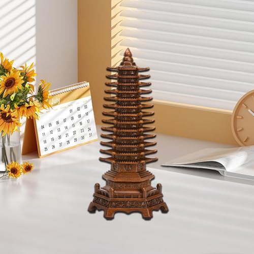 Estatua de Pagoda Fengshui de Resina Marrón 11.4'' miniatura 5