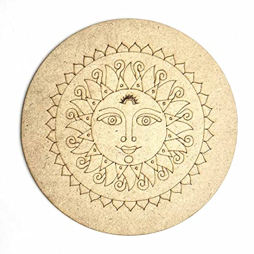 Image of Adikala Chandroli With MDF Engraved Design Wall Plate Base with Frame Cutout for DIY Craft