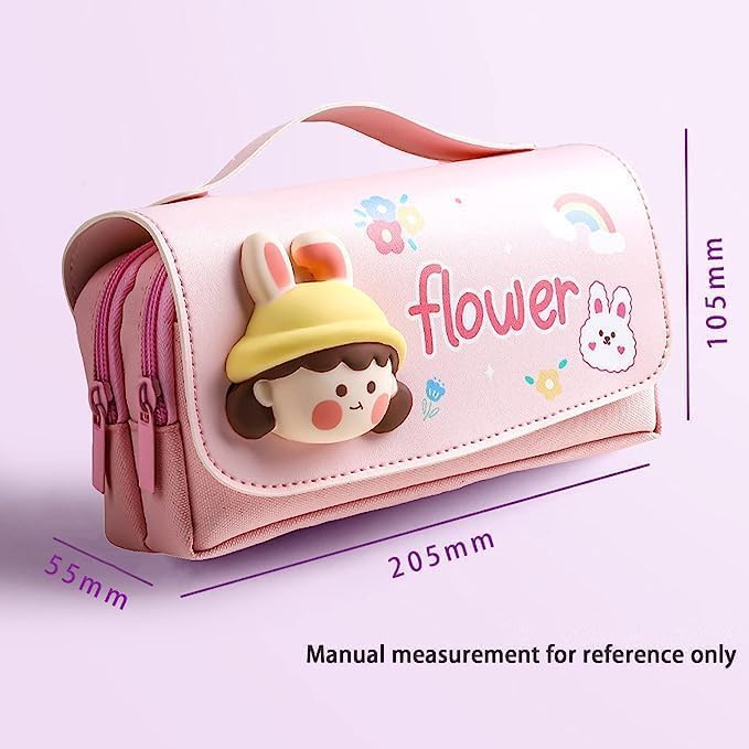 Image of DEOXY Flower Small Cartoon Theme Pencil Case,3D Pencil Case Pouch,Multipurpose Zipper for Kids,Pen and Pencil Bag for Kids(KQ-0801)