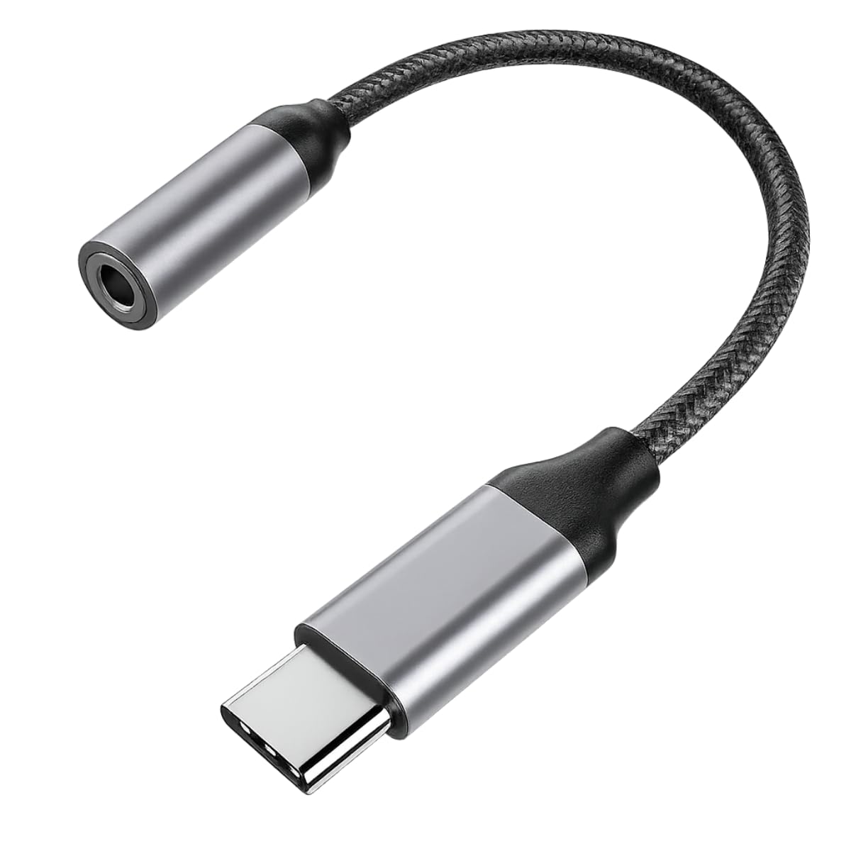 Adaptador USB Tipo C para Fone de Ouvido P2 3,5mm com DAC — Cabo de Nylon Trançado,