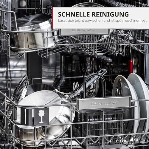 Foto von KitchenAid Stainless Steel 20cm, 24cm & 28cm Bratpfannen-Set, PFAS-Freie Gesunde Keramische Antihaftbeschichtung, Induktion, Ofen- und Spülmaschinenfest, Silber
