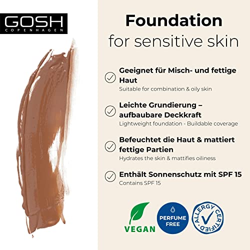 GOSH Foundation with SPF 15 for Light and Dark Skin Vegan, Matte Makeup for Dry Sensitive and Oily Skin - Image 2