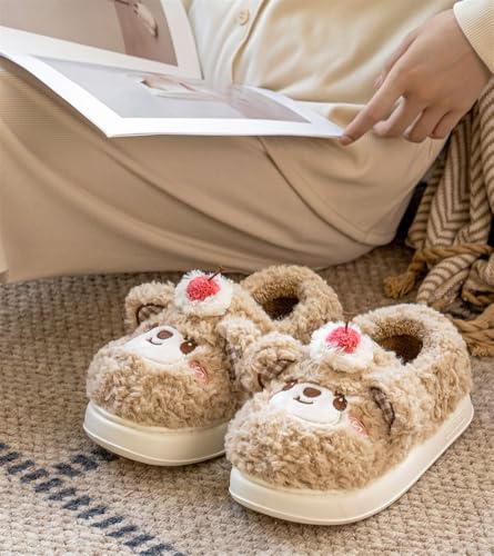 Epsion Women's Scuff Slippers Furry Cute Curly Faux Wool Slip-on Indoor Memory Foam House Shoes2