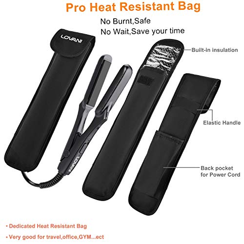 Mini Portable Flat Iron Tourmaline Ceramic Dual Voltage Travel Iron For Worldwide Use Led Indicator Lovani Hair Straightener (Black) #TOP4