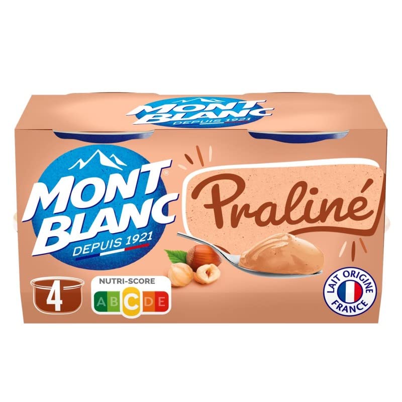 MONT BLANC Praliné 500G : offrez-vous une pause gourmande avec cette crème dessert onctueuse- Lot De 3