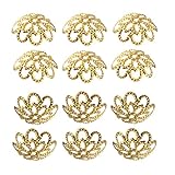 500PCS 10mm Gold Tone Flower Bead Caps Hollow Flower Bead Caps for Jewelry Making (Gold)