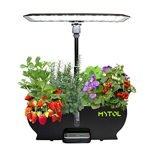 9 Pods Hydroponics Growing System, MYTOL Herb Garden Kit Indoor With 24W 96 LED Grow Light, Smart Quiet Automatic Water Pump, Automatic Timer, Height & Angle Adjustable for Vegetables, Flowers, Fruits