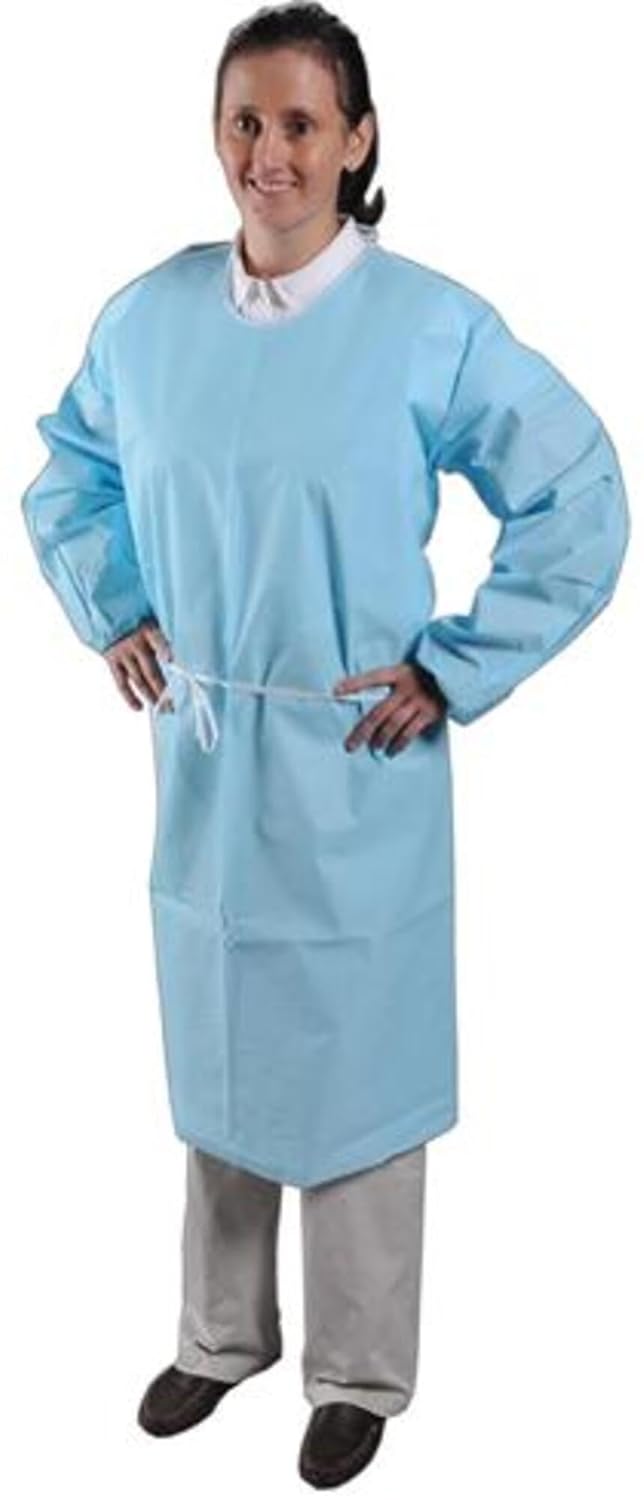 Alpha Pro Tech GN-22524-3 Critical Cover BarrierTech Full Coverage Gown with Banded Ties at Neck and Waist, Elastic Wrist, Universal, White (Case of 50)