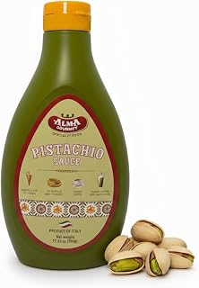 Alma Gourmet Sicilian Pistachio Sauce 17.6oz - Authentic Italian Cream Drizzle for Ice Cream, Gelato, Waffles, Lattes & Desserts | Made in Sicily