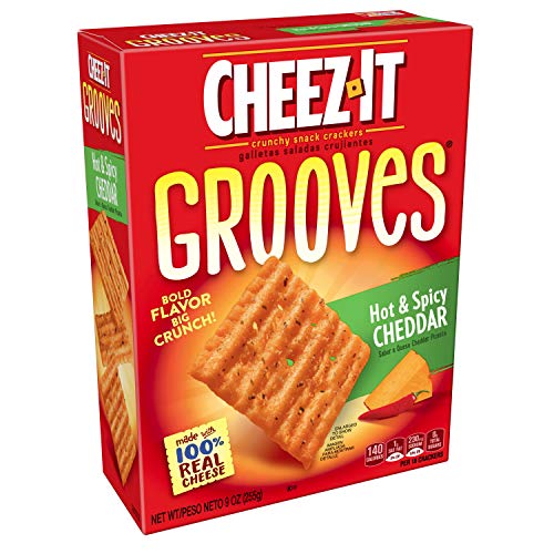 Cheez-It Grooves, Crunchy Cheese Snack Crackers, Hot and Spicy Cheddar, 9oz Box