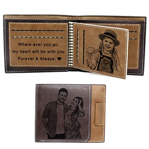Custom Wallets for Men Personalized Engraved Wallet Engraved with Photo Picture Customized Gift for Him Boyfriend Father Husband, Trifold Wallet