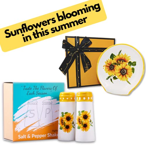 Sunflower Salt And Pepper Shakers - Farmhouse Cute Salt Pepper Shaker Set For Kitchen Table, Sunflower Kitchen Decor Accessories - Large Seasoning Shakers Bottle Set, Unique Collectable Gifts #TOP6