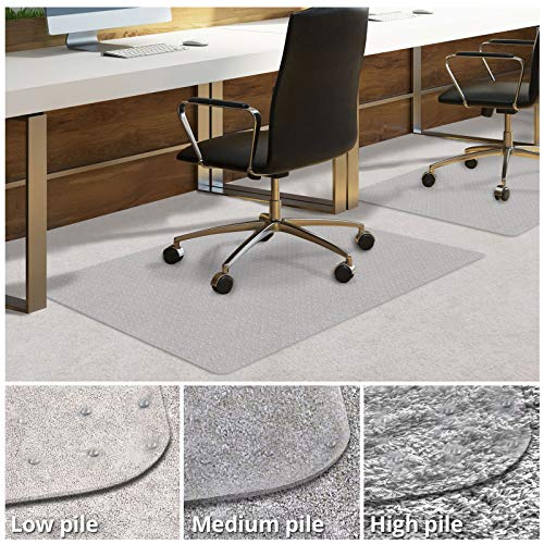 Office Chair Mat for Carpeted Floors | Desk Chair Mat for Carpet | Clear PVC Mat in Different Thicknesses and Sizes for Every Pile Type | Low-Pile 30"x48"