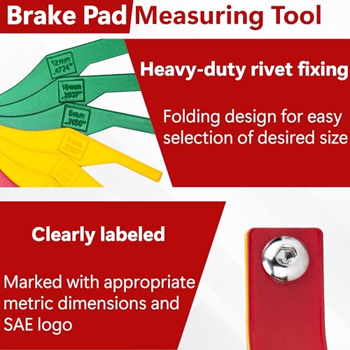 Image of ecocstm 5 Pack 8 PCS Brake Lining Thickness Gauges, Brake Pad Measuring Tool, Color Coded Brake Pad Gauge with Metric & SAE Size, Brake Resetting Gauge Tool, for Quickly Measuring Disc and Drum