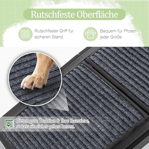 Thanaddo Hunderampe Auto Klappbar, Extra Lange Hunderampe mit Rutschfester Teppich für Große Hunde bis 110 KG, Innenbereich verfügbar, Hundetreppe Outdoor für Autos SUV, LKW