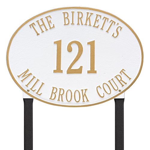 Hawthorne Oval Address Lawn Plaque 19Lx14H (3 Lines)