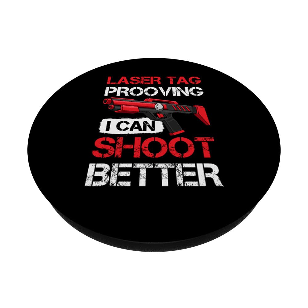 Game Laser Tag Prooving I Can Shoot Better Laser Tag PopSockets Swappable PopGrip, Black - Image 2