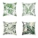 Poseca Paquete de 4 Plantas Tropicales Funda de Almohada Hojas Funda de cojín Funda de Almohada de Planta Funda de cojín de algodón y Lino Funda de Almohada Decorativa para Dormitorio