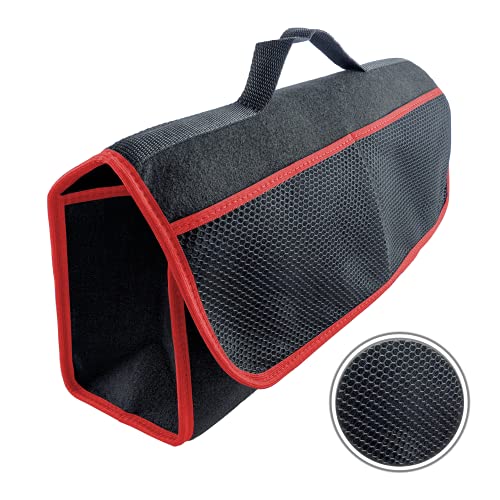 Sac de rangement pour coffre de voiture avec fermeture Velcro (noir/rouge) Cover