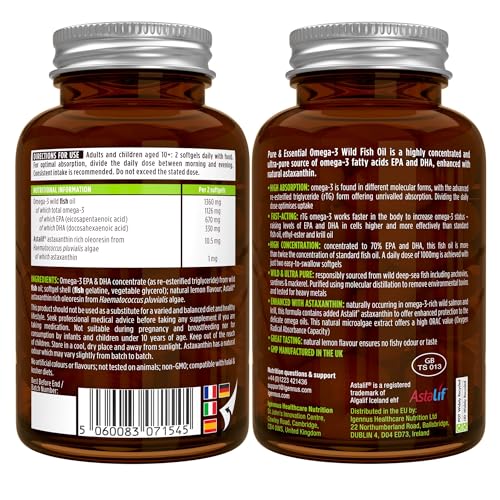 Miniatura 8 de Omega 3 1000mg Epa Y Dha, Triglicéridos Rtg Alta Absorción Con Astaxantina, 180 Cápsulas, Ifos Certificado 5 Estrellas, Aceite De Pescado Salvaje Ultrapuro, Sabor Limón, Superconcentrado, De Igennus